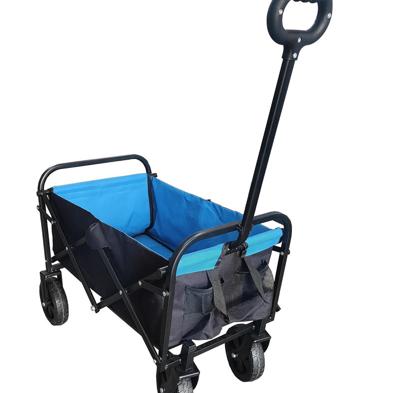 Mini chariot de plage pliable pour le jardinage (noir + bleu)