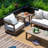 Harmonti Patio 5 Person Aluminum Swivel Conversation Set With Ottomans And Cushions-1204140326