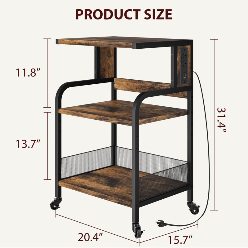 31.4'' H x 20.4'' W Printer Stand, Brown
