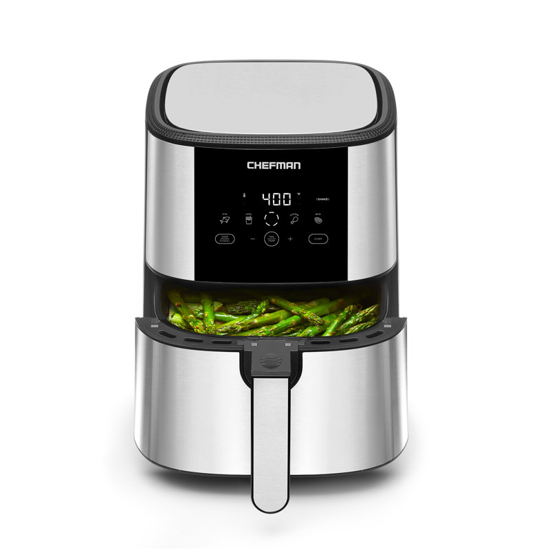 Chefman Turbofry Touch Digital Air Fryer, Stainless Steel, 5 Quart