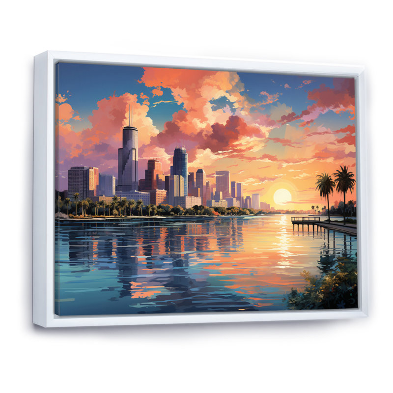 Sunshines State Miami IV, Cadre flottant blanc, H 16 po x l 32 po x P 1 po