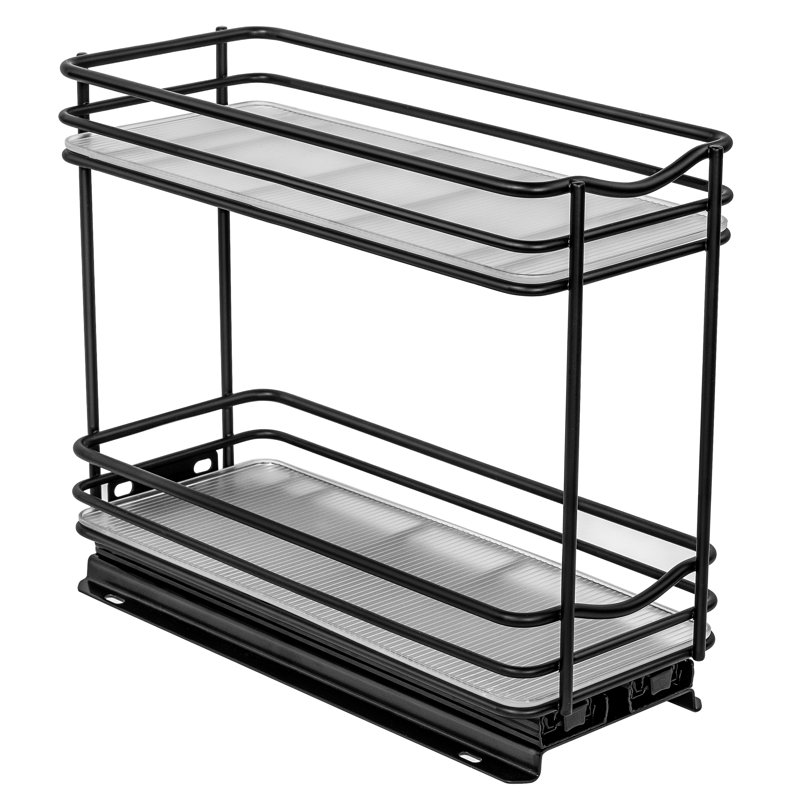 LYNK PROFESSIONAL® Pull Out Spice Rack Organizer for Inside Kitchen Cabinets - 4-1/4 inch, Black
