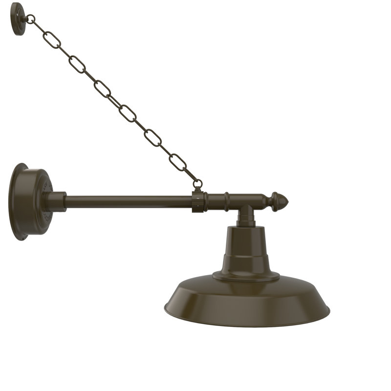 Luminaire de grange d'extérieur Oldage, H 10 po x l 14 po x P 28 po, Bronze acajou