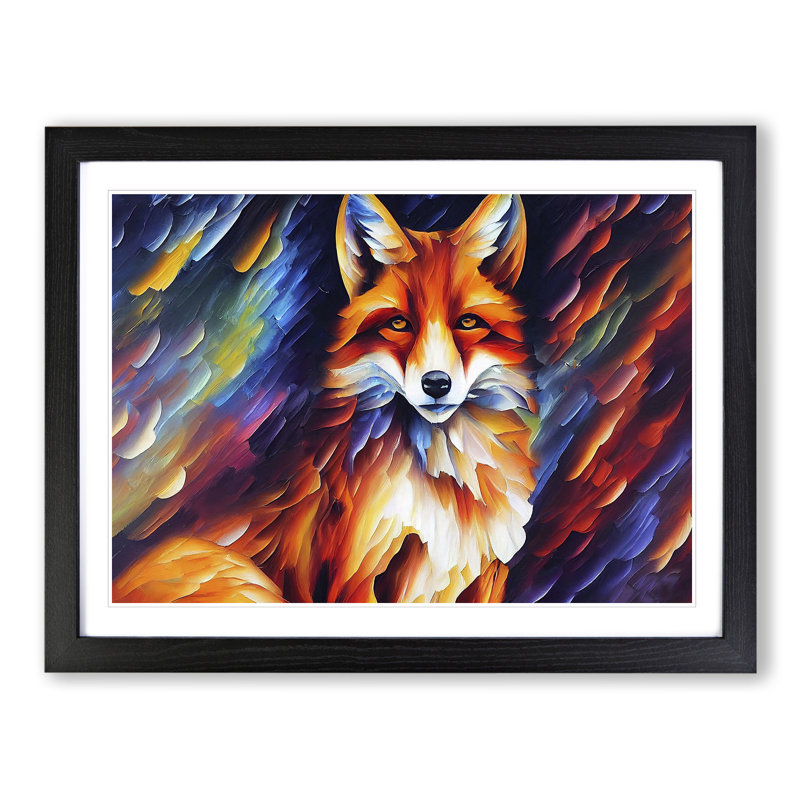 Fox Vol.2 - Single Picture Frame Painting, Black, 46cm H x 64cm W x 2cm D