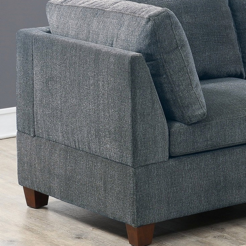 Meuble de salon modulaire chenille gris modulaire 6 pièces ensemble canapé modulaire 3X coin coin 2X chaises sans accoudoirs et 1 x contreplaqué de repose-pieds (modulaire)