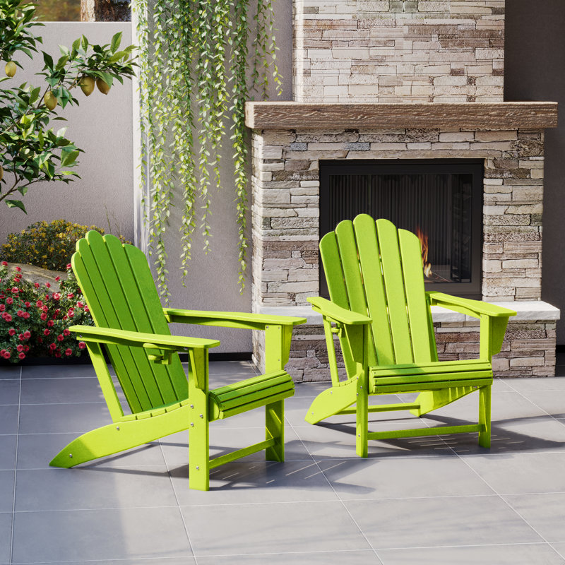 Outdoor Poly Adirondack Chair (Set Of 2), Lime Green