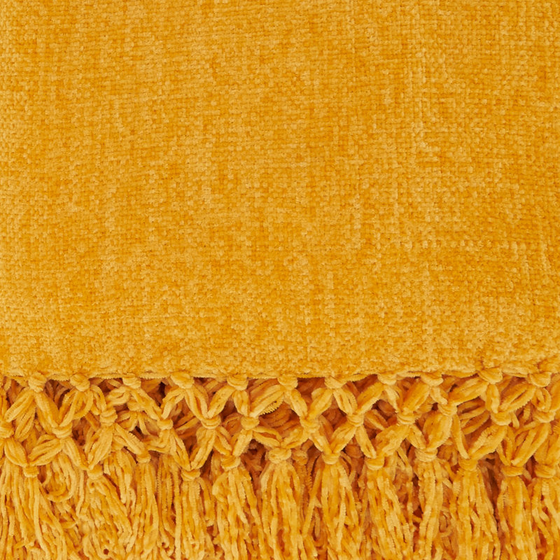 Estrid Hand Woven Throw Blanket, Mustard