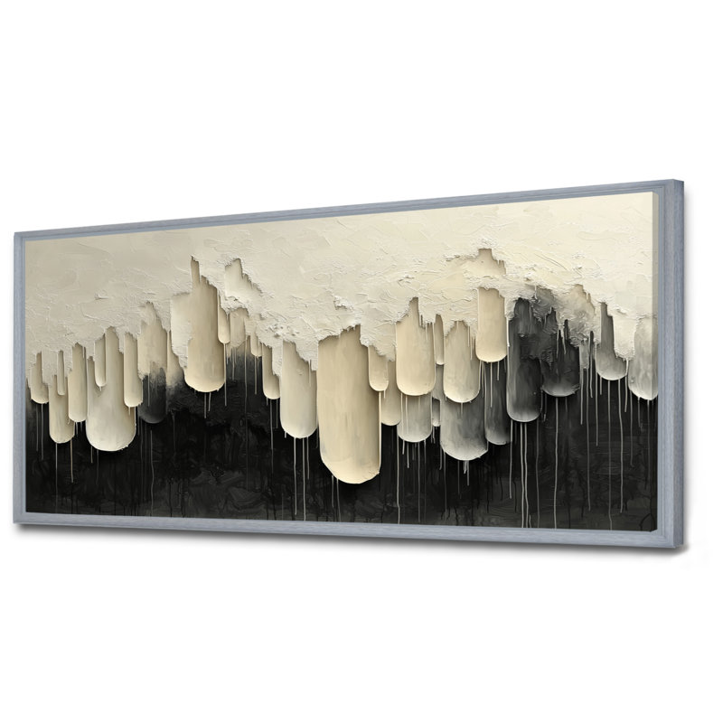 Didcot, noir, blanc, non lié, Horizons, goutte à goutte, peinture IV - goutte, peinture, art mural, H 28 po x l 60 po