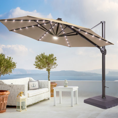 Daarina 132'' Lighted Cantilever Umbrella with Base