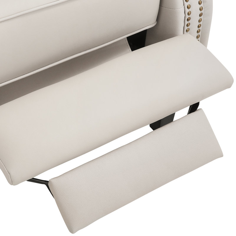 Fauteuil inclinable en cuir véritable Kindalyn, Beige