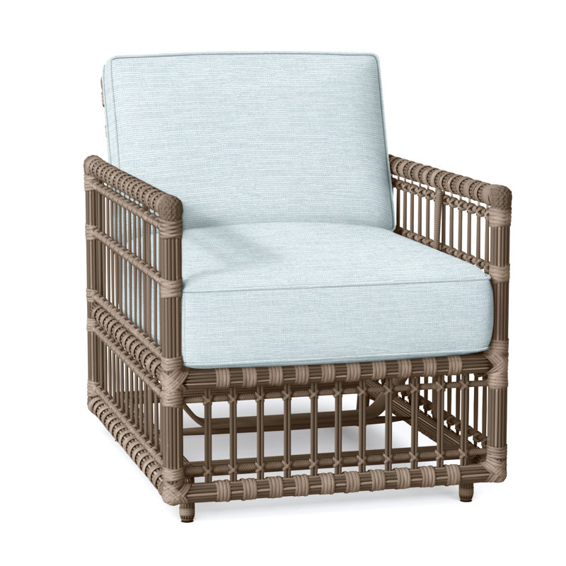 Newport Patio Chair with Cushions, No Welt, Newport #66 Burlap, Paper Sky