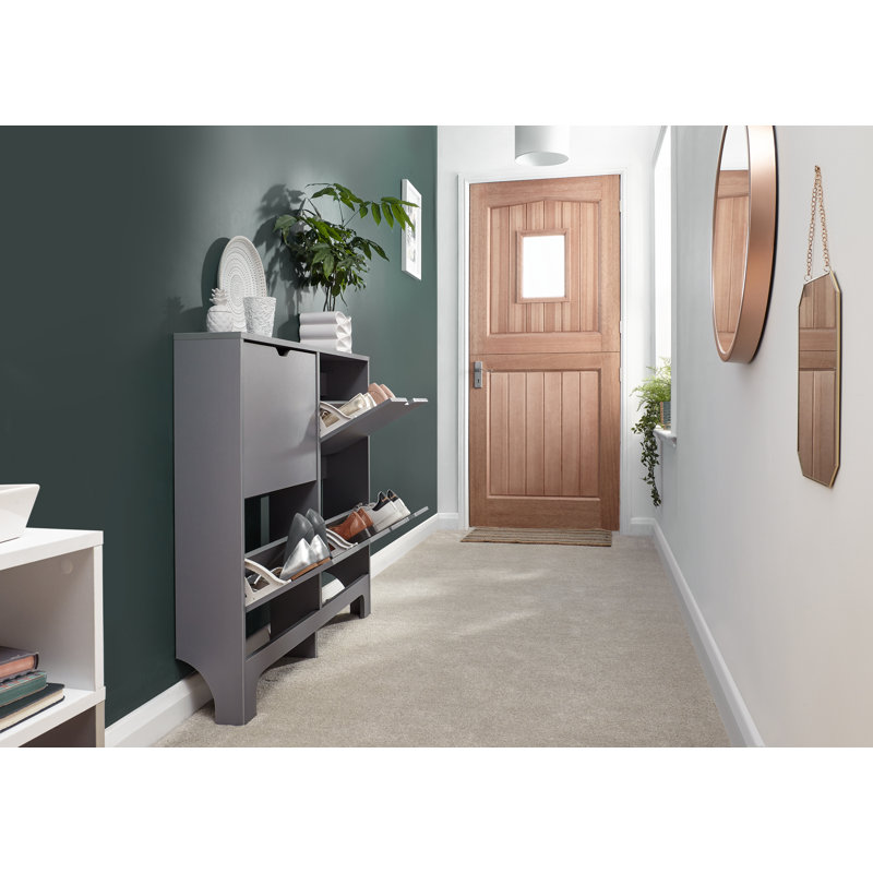 8 Pair Flip Down Shoe Storage, Grey