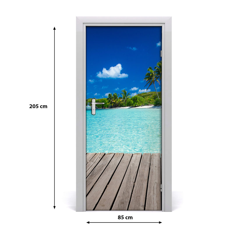 Tropical Beach Door Decal