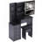 37" Middle Size Left Bedside Cabinet Vanity Table + Cushioned Stool Dresser Set, 2 AC+2 USB Socket, Hair Dryer Stand, Large Touch Control LED Sliding Mirror, 3-Color Switch, EPA, GCC, UL Certificate-1773228989