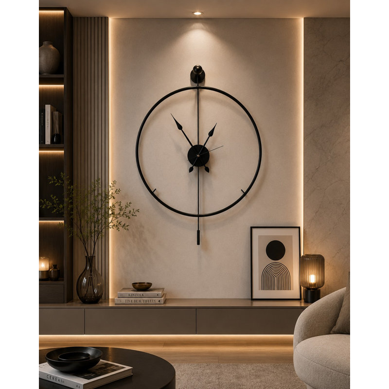 Elegant Decorative Metal Wall Clock, Black, 22.8 x 31.5 x 2.8 inches | 100% Metal Construction, Lightweight at 5.5 lbs | Perfect for Modern Home Decor, Adds Style and Function to Any Room