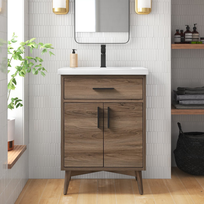 Mercury Row® Binford 24'' Single Bathroom Vanity with Ceramic Top ...
