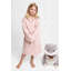 Robe de chambre d'enfant de couleur unie à capuchon souple de luxe avec poches avant - Rose-675995637