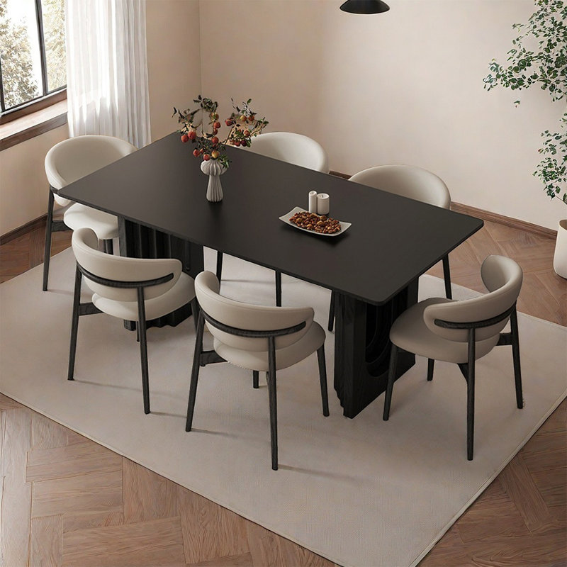 Ensemble de table de salle à manger rectangulaire minimaliste français, H 29,5 po x L 70,8 po x l 35,4 po