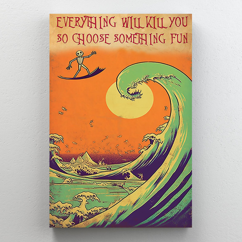 «Surfing so choisir Quelque chose d'amusant», reproduction d'art rectangulaire sur toile tendue 1 à 1 pièce