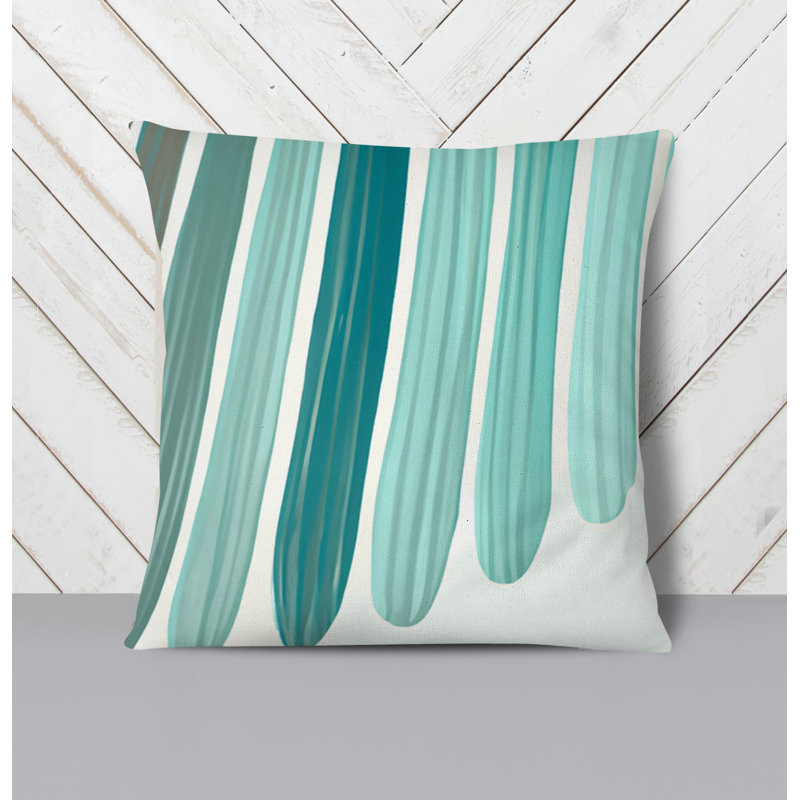 Throw Pillow With Insert, 16"H x 16"W, Green Striped/Abstract 4
