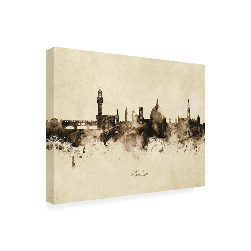 «Michael Italy Skyline Vintage», art de Michael Tompsett, H 18 po x l 24 po x P 2 po