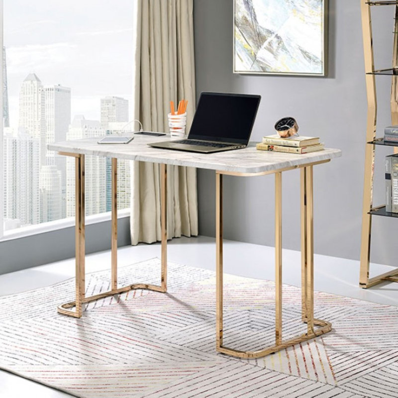 Bureau, Blanc / doré