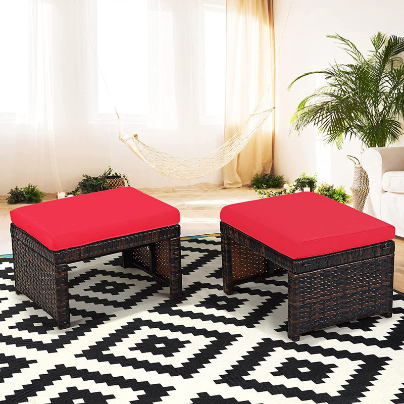 Paine Wicker Outdoor Ottoman, Grey