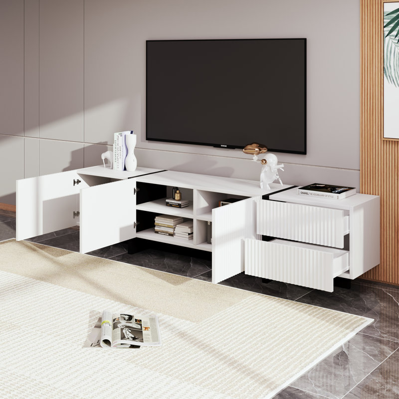 Bartron Tv Cabinet For Tvs Up To 85", White / Black
