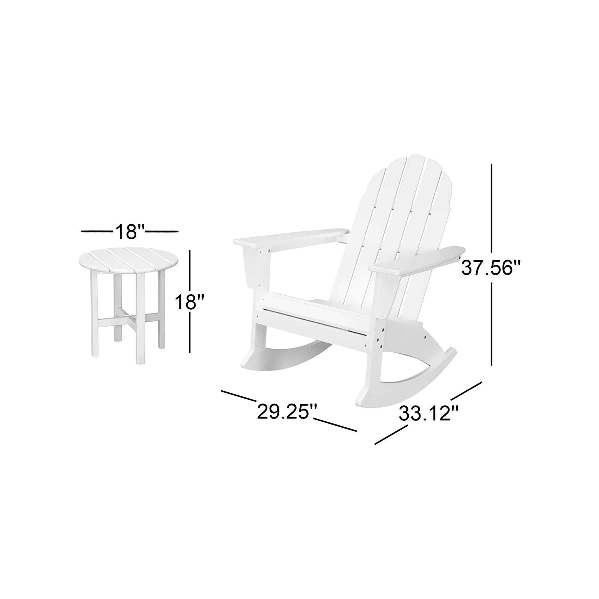 POLYWOOD Vineyard 3-Piece Adirondack Rocking Chair Set, Green