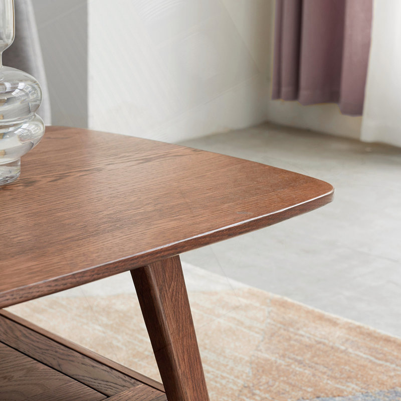 Table basse à 2 niveaux en bois massif, 31.5, Noyer
