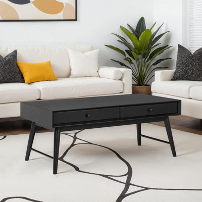 Table basse de 46 po avec tiroirs de rangement et pieds en bois massif Dorsey