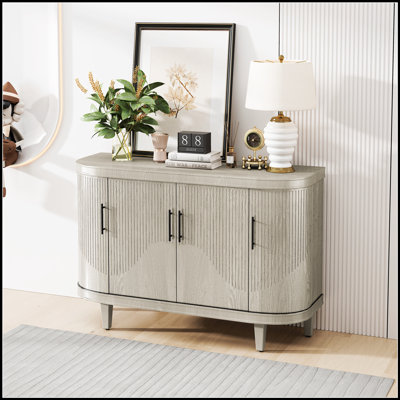 Buffet moderne incurvé avec rangement décoratif de 47,2 pouces, console en bois pour une décoration intérieure élégante et rangement fonctionnel