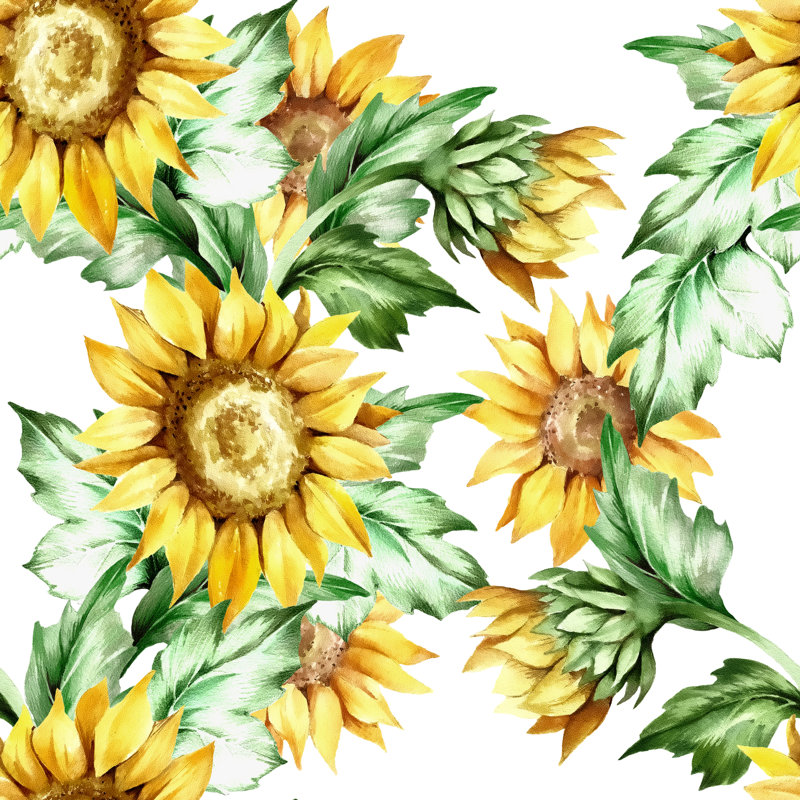Ririe Seamless Pattern With Sunflower. Hand Draw Watercolour by Oksana Hlianko - Wrapped Canvas Print