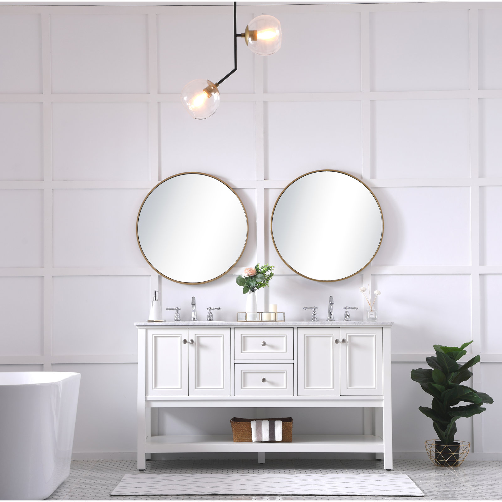 Bonsai 60'' Double Bathroom Vanity, White