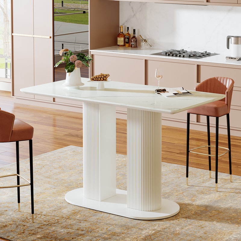 Table de bar en faux marbre, table de comptoir de 47 po