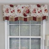 Striped Cotton Scalloped 50.00'' W Window Valance in Ivory