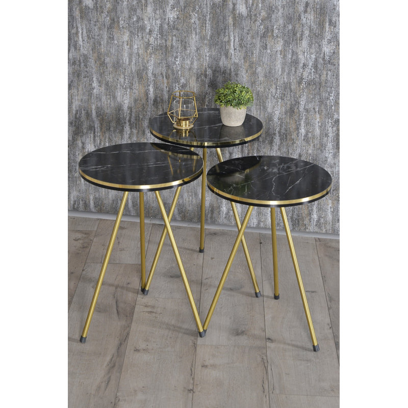 Onalaska Nesting Tables, Black Marble