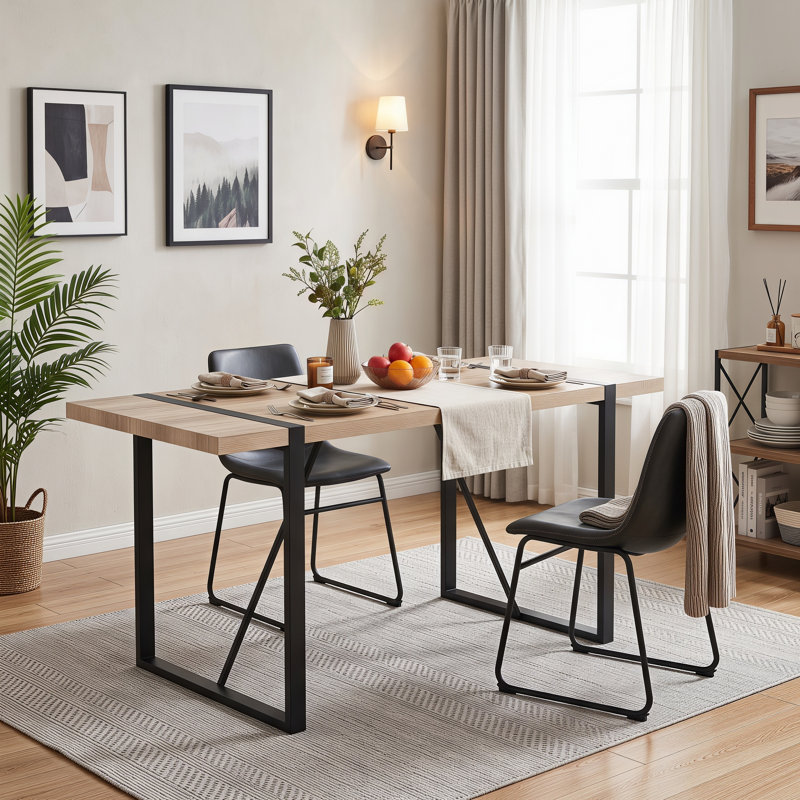 Table de salle à manger moderne de style industriel de 140 cm (55,1 pouces) pour 4 à 6 personnes avec structure en métal