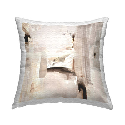 Stupell Industries Neutral Tone Abstraction Design by Susan Jill Outdoor Printed Pillow
