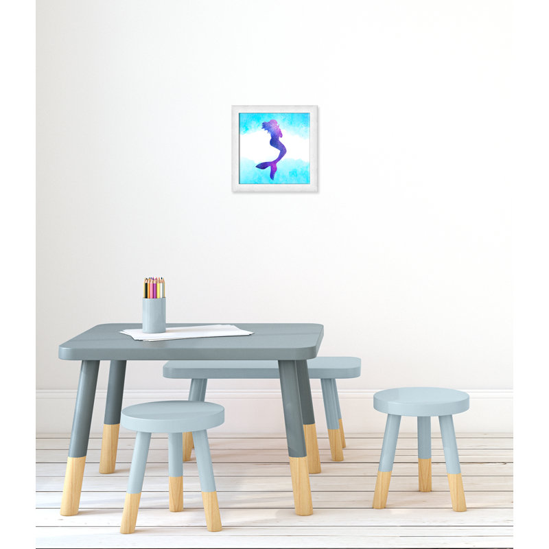 Toujours être un sirène 1, H 14 po x l 14 po x P 0,63 po, Cadre à grain de bois blanc