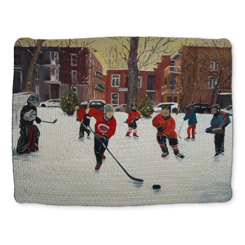 Napperon pour jeunes joueurs de hockey | Décor de polyester tressé