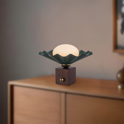 Furrow 9-in Pine Green Table Lamp