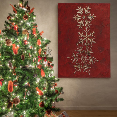 «Snowflakes on Red II» par Jane Carroll - reproduction d'art sur toile tendue