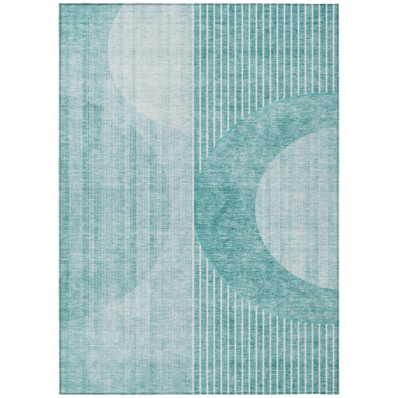 Washable Striped Indoor / Outdoor Rug, Rectangle 3' x 5'