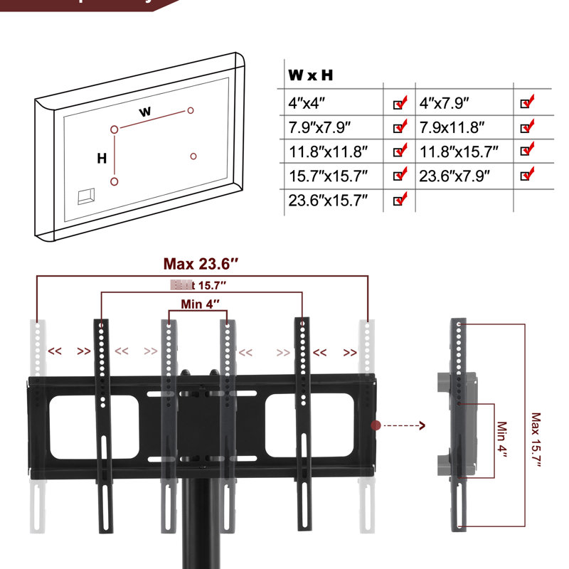 Multi-Functional Black Tv Stand With Adjustable Height Bracket & 3 Swivel Shelf Mechanism, Fits 32 - 65 Inch Tvs Function,