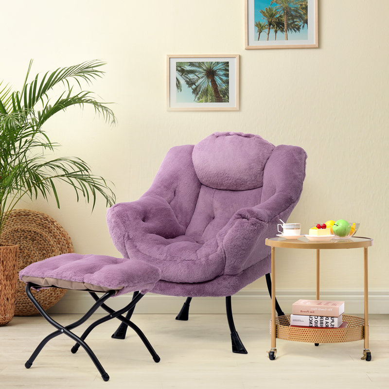 Armchair Accent Chair Lazy Chair with Footstool, Purple
