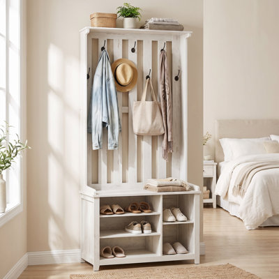 Gaonou 32.1" W Manufactured Wood Hall Tree with Bench and Shoe Storage
