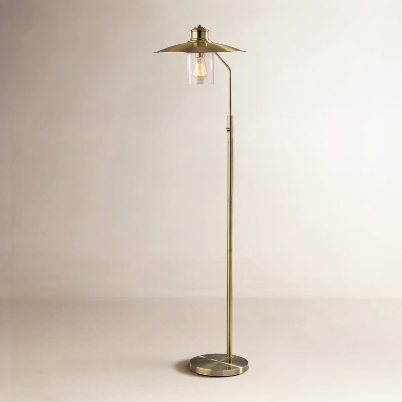 57'' Antique Brass Swing Arm Floor Lamp