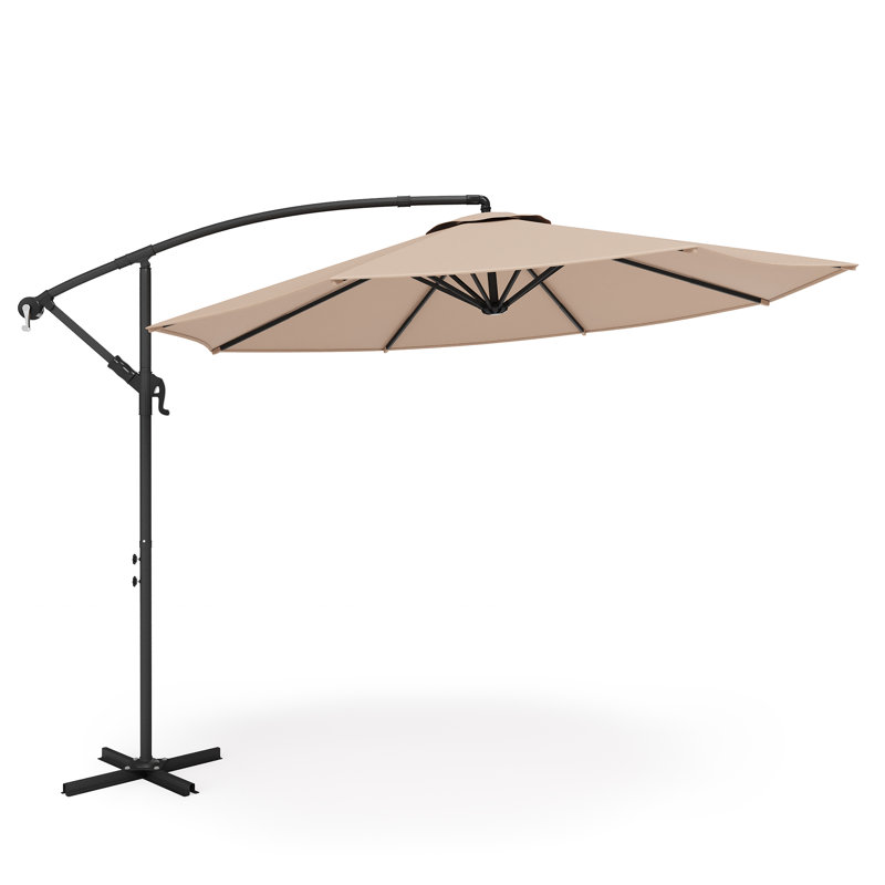 Parasol en porte-à-faux 120 "avec manivelle, Beige clair