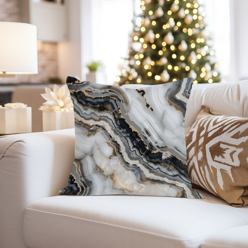 Abstract Gray Marble Geode Pattern XI Modern, 16"H x 16"W